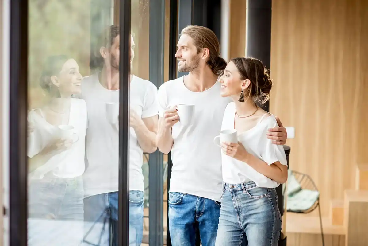 couple looking out the window